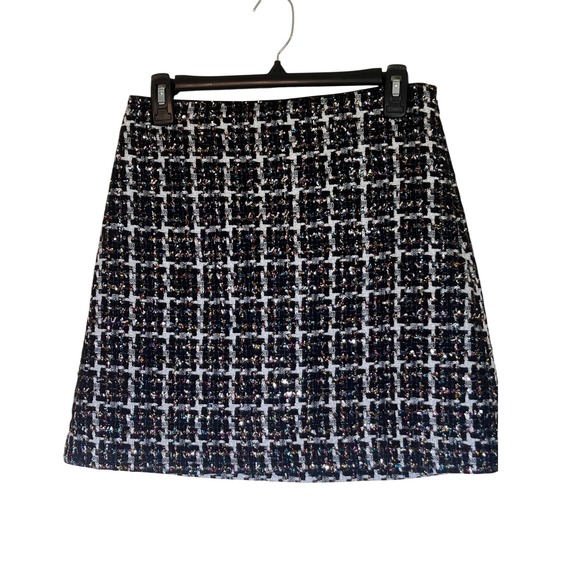LOFT Mini Skirt Womens Size 2 Black White Tweed Party Career - Picture 1 of 9